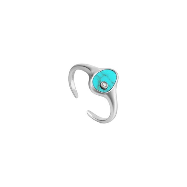 Silver Tidal Turquoise Adjustable Signet Ring Conti Jewelers Endwell, NY