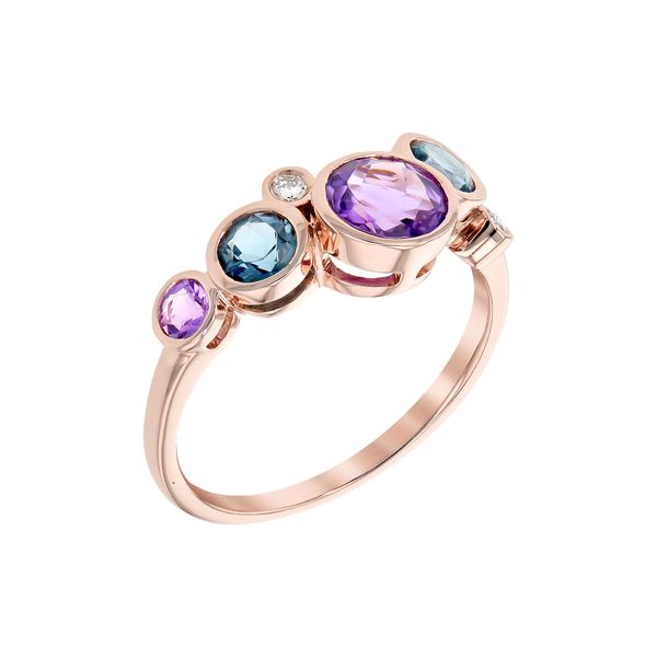 14k Rose Gold London Blue Topaz, Amethyst, And Diamond Ring Image 2 Conti Jewelers Endwell, NY