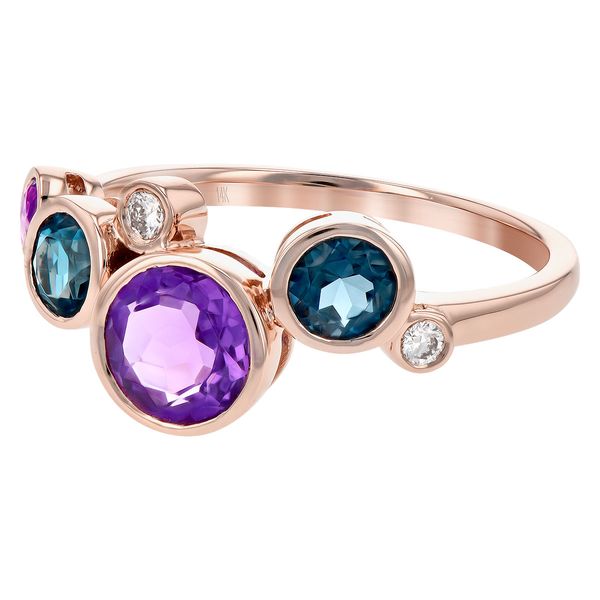 14k Rose Gold London Blue Topaz, Amethyst, And Diamond Ring Image 3 Conti Jewelers Endwell, NY