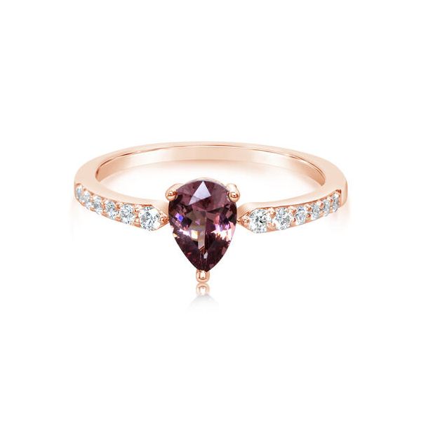 14k Rose Gold Pear-Cut Lotus Garnet & Diamond Ring Conti Jewelers Endwell, NY