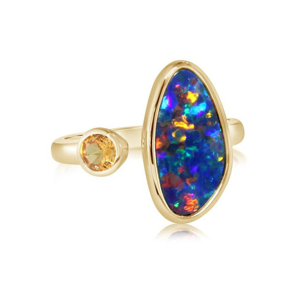 14K Yellow Gold Australian Opal Doublet/Mandarin Garnet Ring Conti Jewelers Endwell, NY