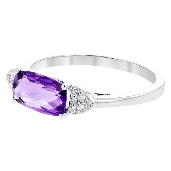 14k White Gold East-West Amethyst & Diamond Ring Image 2 Conti Jewelers Endwell, NY