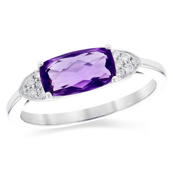 14k White Gold East-West Amethyst & Diamond Ring Conti Jewelers Endwell, NY