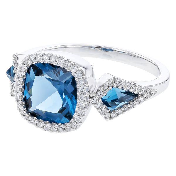 Cushion-cut London Blue Topaz and Diamond Ring in 14k White Gold (2.72 carats total weight) Image 3 Conti Jewelers Endwell, NY