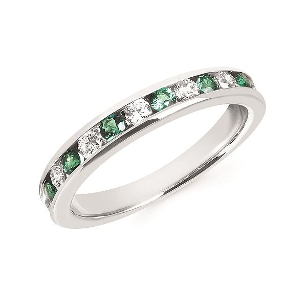 Channel Set Emerald & Diamond Anniversary Band In 14K Gold (Includes 1/4 Ctw. Diamonds) Conti Jewelers Endwell, NY