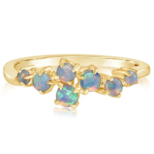 7-Stone Australian Opal Cluster Ring in 14k Yellow Gold Conti Jewelers Endwell, NY