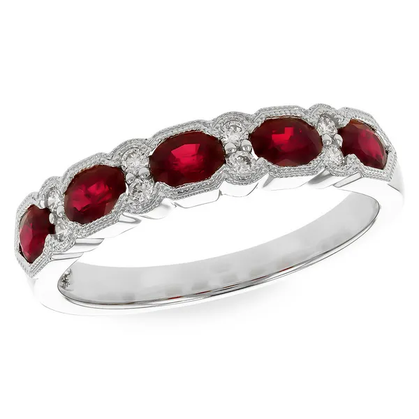 Ruby and Diamond Wedding Band (1.00ct. tw.) in 14k White Gold Conti Jewelers Endwell, NY