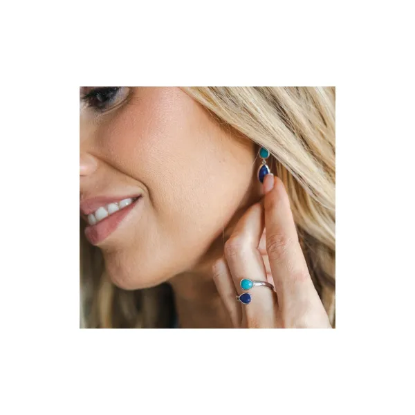 Coast Pebble Azure Gemstone Open Crossover Ring Image 2 Conti Jewelers Endwell, NY