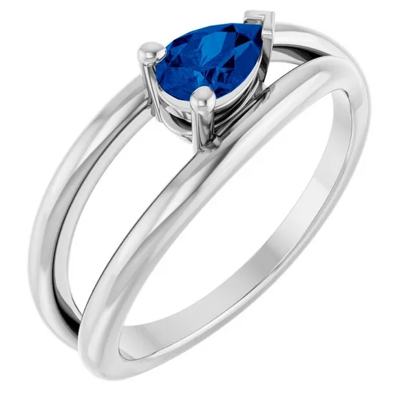 Lab-Grown Blue Sapphire Negative Space Ring in 14k White Gold Conti Jewelers Endwell, NY