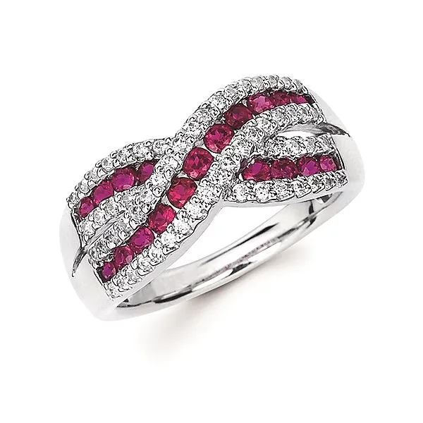 0.33cttw Ruby and Diamond Cross Ring in 14k White Gold Conti Jewelers Endwell, NY