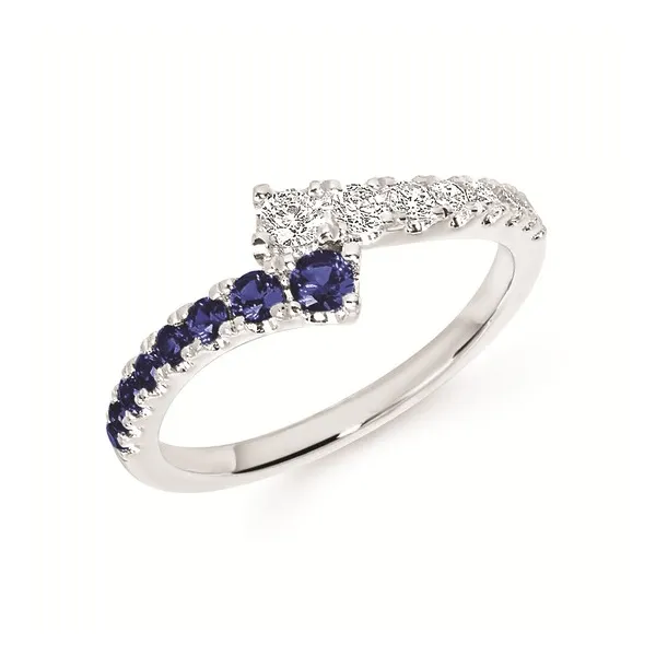 1/4 Ctw Diamond & Blue Sapphire Bypass Ring in 14K White Gold Conti Jewelers Endwell, NY