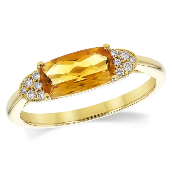 1 1/5th Ctw. East-West Citrine & Diamond Cocktail Ring in 14k Yellow Gold Conti Jewelers Endwell, NY