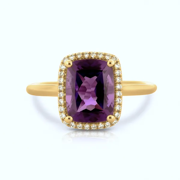 14k Yellow Gold 0.1cttw Diamond Halo with 2.02ct Amethyst Ring Conti Jewelers Endwell, NY