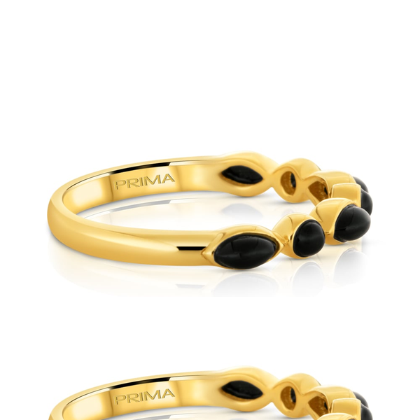 0.6 cttw. Black Onyx Bezel Stack Ring in 14k Yellow Gold Image 2 Conti Jewelers Endwell, NY