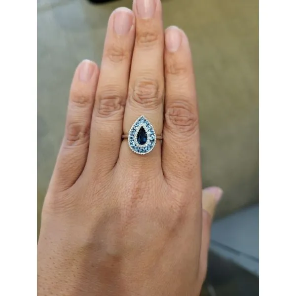 14k White Gold Pear Shaped Topaz & Diamond Ring Image 2 Conti Jewelers Endwell, NY