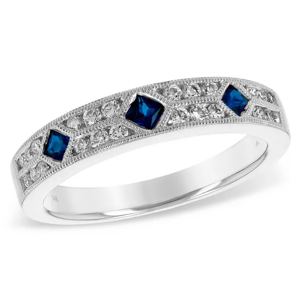 0.48 Ctw. Blue Sapphire and Diamond Wedding Ring in 14k White Gold Conti Jewelers Endwell, NY