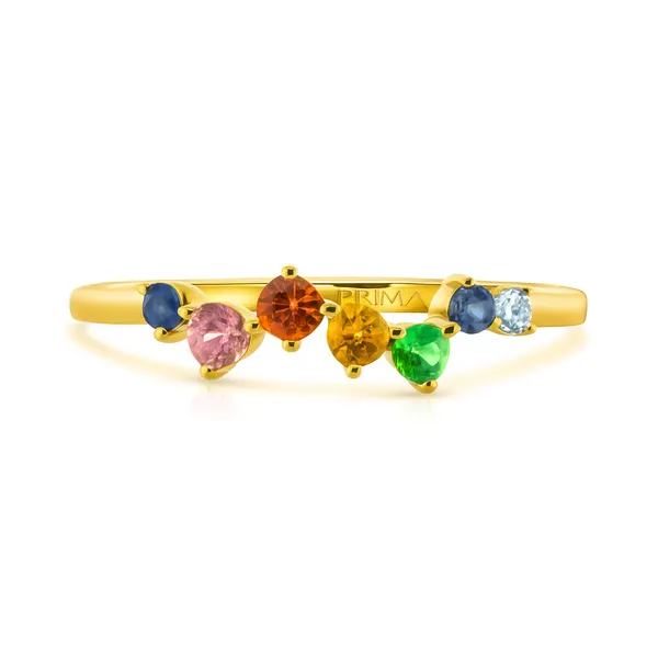 14k Yellow Gold 0.03cttw Diamond & 0.35cttw Multi Sapphire Ring Conti Jewelers Endwell, NY