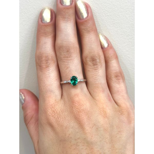 Emerald and Diamond Ring in 10k White Gold Image 2 Conti Jewelers Endwell, NY