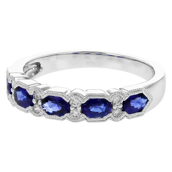1.04 Ctw. Blue Sapphire and Diamond Band in 14k White Gold Image 2 Conti Jewelers Endwell, NY