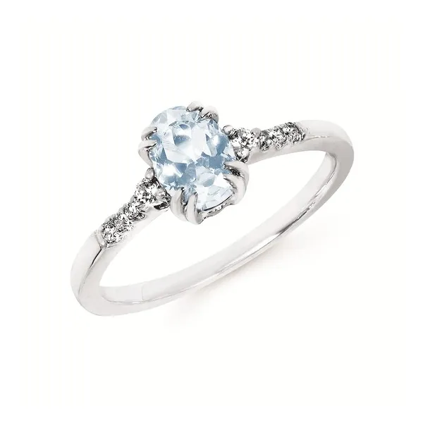 0.09Ctw Diamond & Created Aquamarine Birthstone Ring Conti Jewelers Endwell, NY