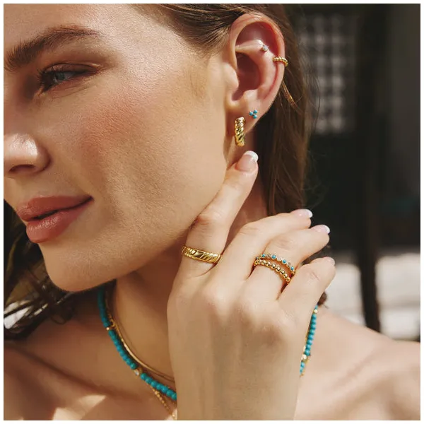 Lab Created Turquoise Ring in Yellow Gold Image 2 Conti Jewelers Endwell, NY