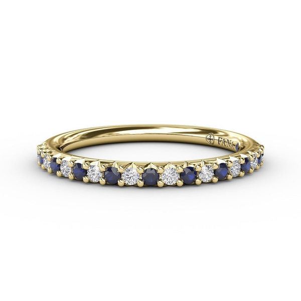 14k Yellow Gold 0.54cttw Dia And Blue Sapphire Wedding band Sz 7 Conti Jewelers Endwell, NY