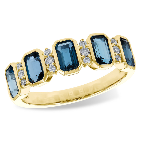 14k Yellow Gold 1.58cttw London Blue Topaz & Diamond Band Conti Jewelers Endwell, NY
