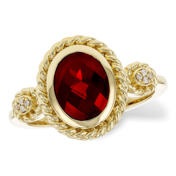 14k YG 2.12cttw Garnet and Dia Bezel ring sz 7 Conti Jewelers Endwell, NY