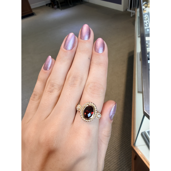 14k YG 2.12cttw Garnet and Dia Bezel ring sz 7 Image 2 Conti Jewelers Endwell, NY