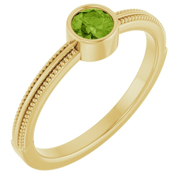 Natural Peridot Bezel-Set Solitaire Ring in Yellow Gold Conti Jewelers Endwell, NY