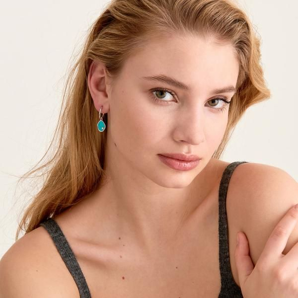 Silver Tidal Turquoise Mini Hoop Earrings Image 2 Conti Jewelers Endwell, NY