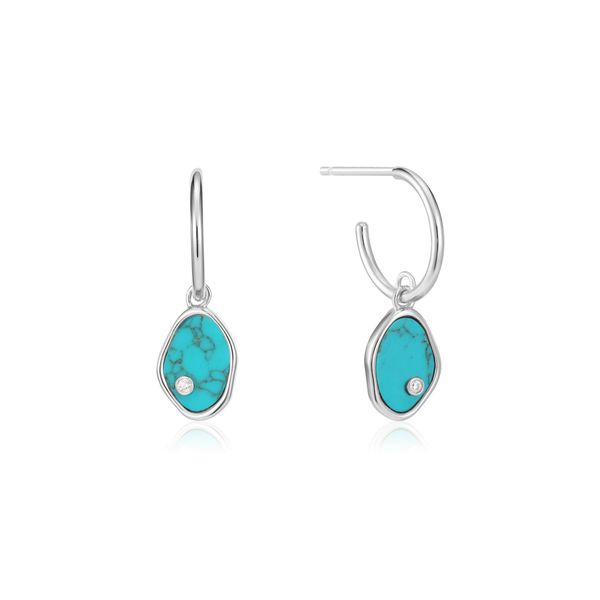 Silver Tidal Turquoise Mini Hoop Earrings Conti Jewelers Endwell, NY