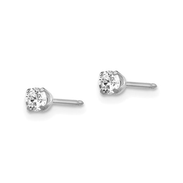 Inverness 14k White Gold 3mm CZ Piercing Earrings Image 2 Conti Jewelers Endwell, NY