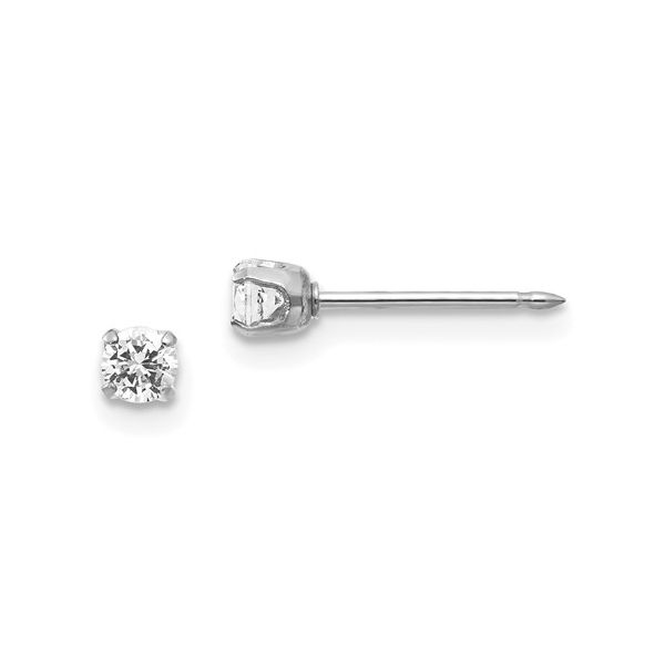 Inverness 14k White Gold 3mm CZ Piercing Earrings Conti Jewelers Endwell, NY