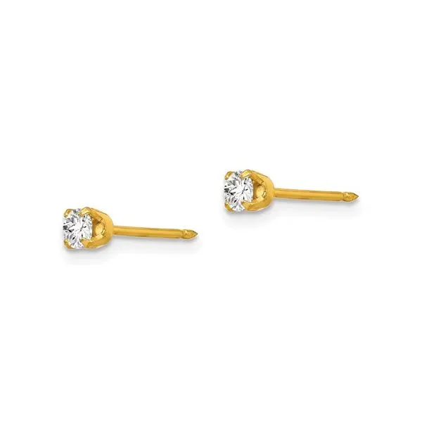 3mm Cubic Zirconia Piercing Earrings in 14K Yellow Gold | Everyday Sparkle Image 2 Conti Jewelers Endwell, NY