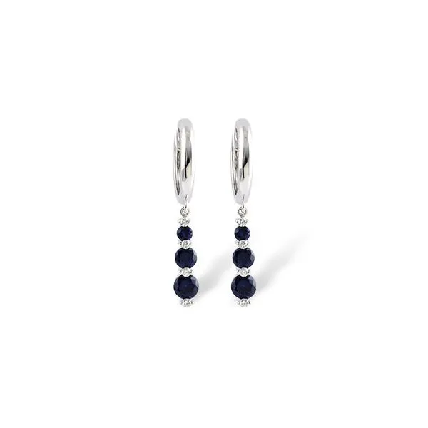 14k White Gold Genuine Blue Sapphire & Diamond Drop Earrings Conti Jewelers Endwell, NY