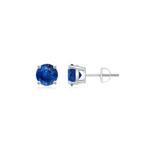 Round Blue Sapphire Stud Earrings in 14k White Gold Conti Jewelers Endwell, NY