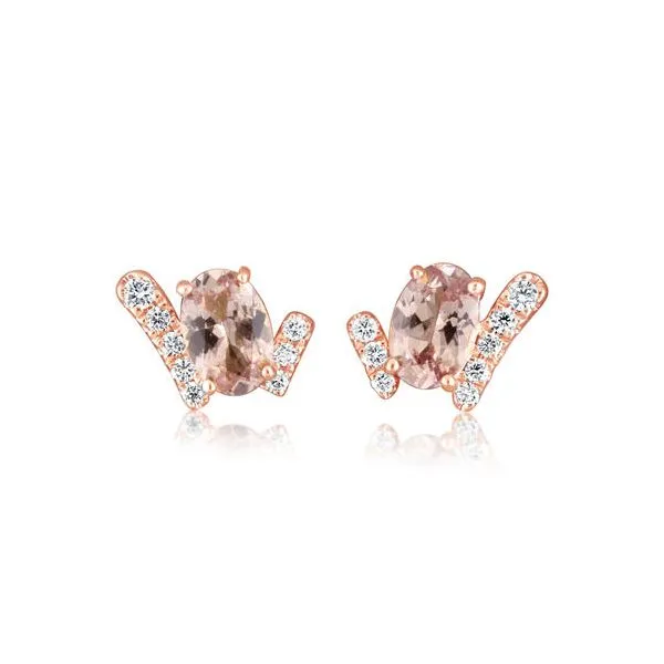 14k Rose Gold Lotus Garnet & Diamond Earrings Conti Jewelers Endwell, NY