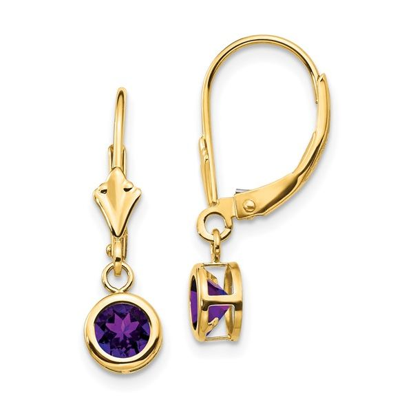 5mm Amethyst Leverback Earring in 14k Yellow Gold Conti Jewelers Endwell, NY