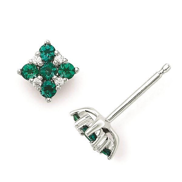 3/4 Tgw. Created Emerald And Diamond Square Stud Earrings In 14K Gold (Includes .06 Ctw. Diamonds) Conti Jewelers Endwell, NY