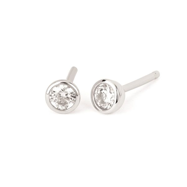 3.5 Mm White Sapphire Bezel Stud Earrings Conti Jewelers Endwell, NY