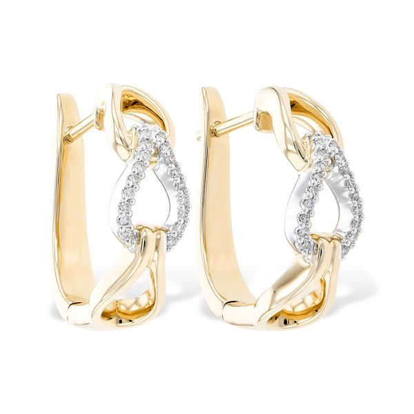 .15cttw Diamond Horseshoe Link Hoop Earrings in 14k Gold Conti Jewelers Endwell, NY