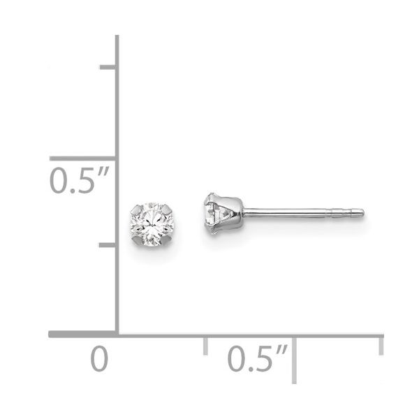 14k White Gold Girls 3MM CZ Earrings Image 3 Conti Jewelers Endwell, NY