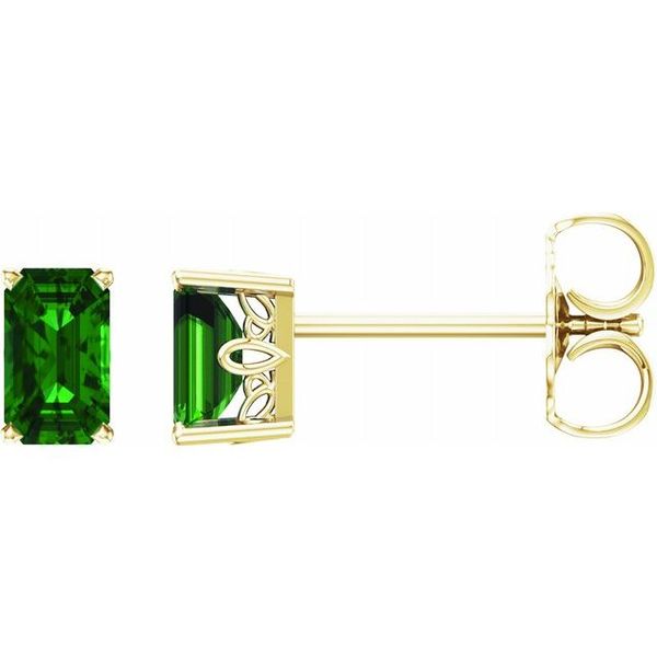 Lab-Grown Emerald Stud Earrings in 14k Yellow Gold (5x3mm) Conti Jewelers Endwell, NY