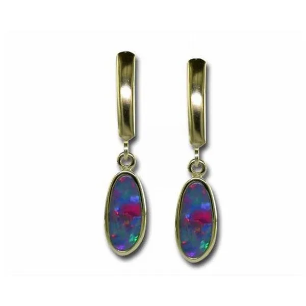 Australian Opal Doublet Earrings in 14k Yellow Gold Conti Jewelers Endwell, NY