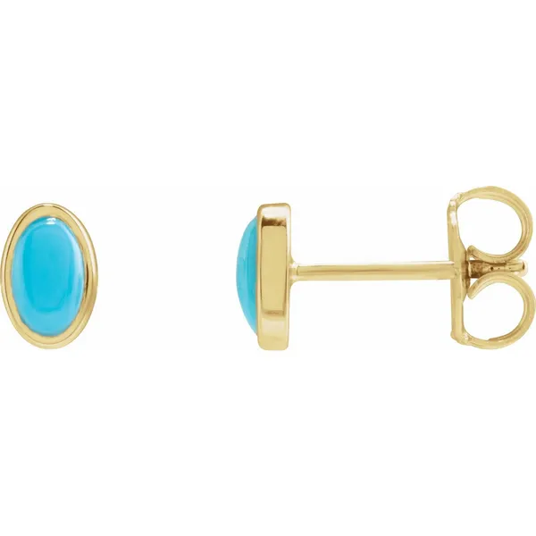 Natural Turquoise Stud Earrings in 14k Yellow Gold Conti Jewelers Endwell, NY
