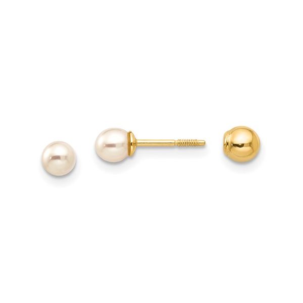 Child's Reversible 3.75mm Cultured Freshwater Pearl and 14K Gold Ball Stud Earrings Conti Jewelers Endwell, NY