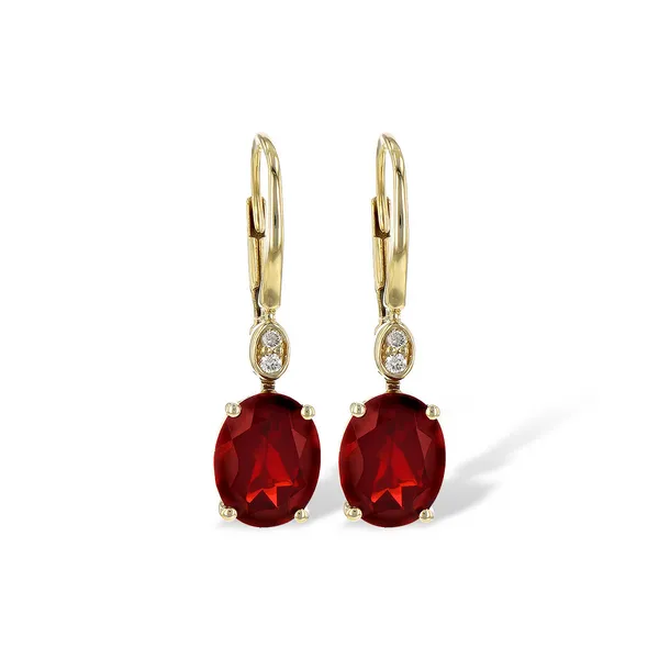 Oval-Cut Garnet & Diamond Dangle Earrings in 14k Yellow Gold Conti Jewelers Endwell, NY