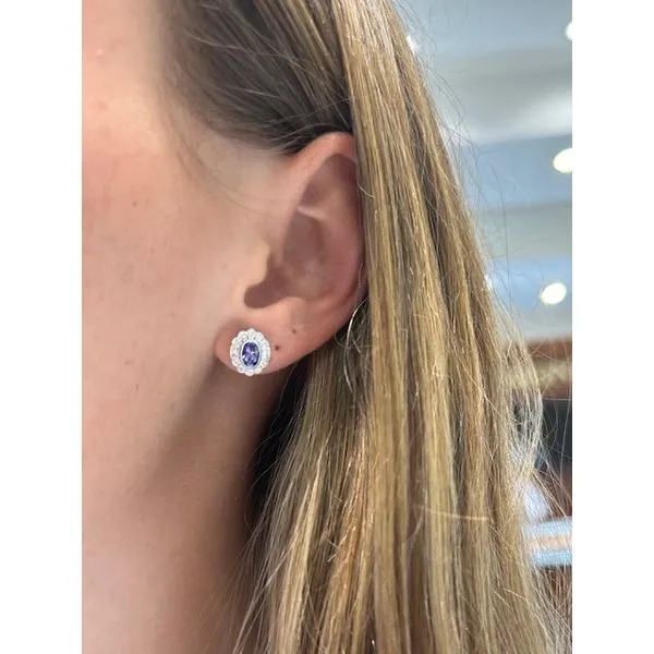 1.4ct Tanzanite and Diamond Earrings in 14k White Gold Image 2 Conti Jewelers Endwell, NY
