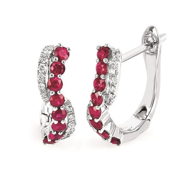 5/8 Tgw. Ruby And Diamond Swirl Earrings 14K Gold (Includes 1/8 Ctw. Diamonds) Image 2 Conti Jewelers Endwell, NY